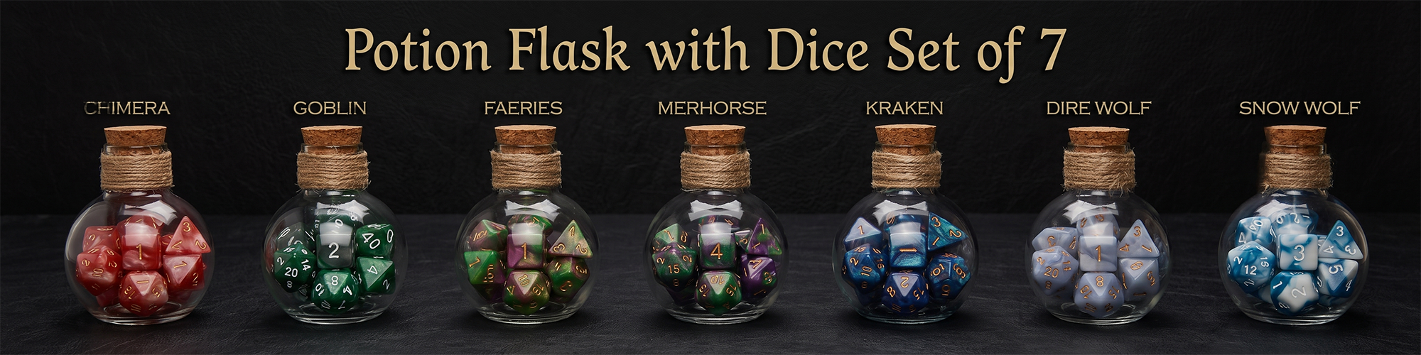 Potion Flask with Dice Set of 7